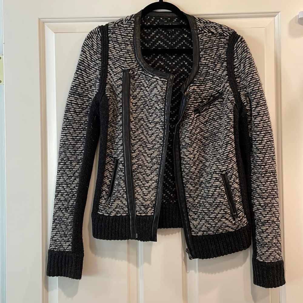 Rag & Bone wool knit motojacket